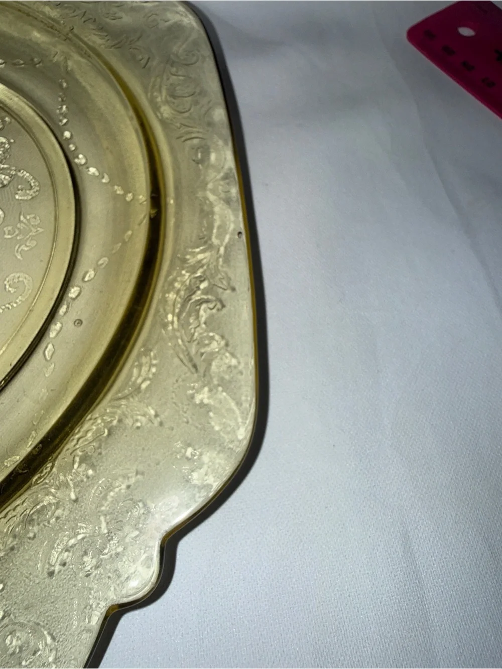 Vintage Amber Depression Glass Etched Square Luncheon Plates